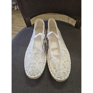 Women's Celia Floral Lace Mary Jane Espadrille Flat with Memory Foam Insole 8.5